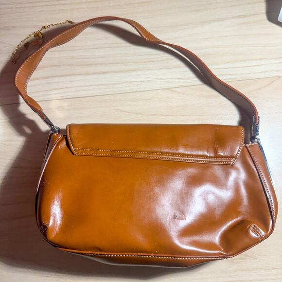 Y2K THE LIMITED Patent Leather Shoulder Bag | Caramel Brown Baguette Purse - Picture 4 of 11